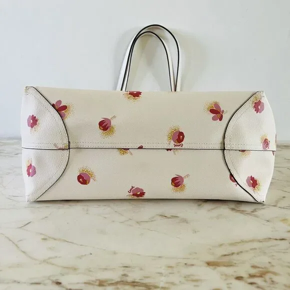 COACH Chalk Multi Poppy Floral City Tote Bag - Picture 8 of 11